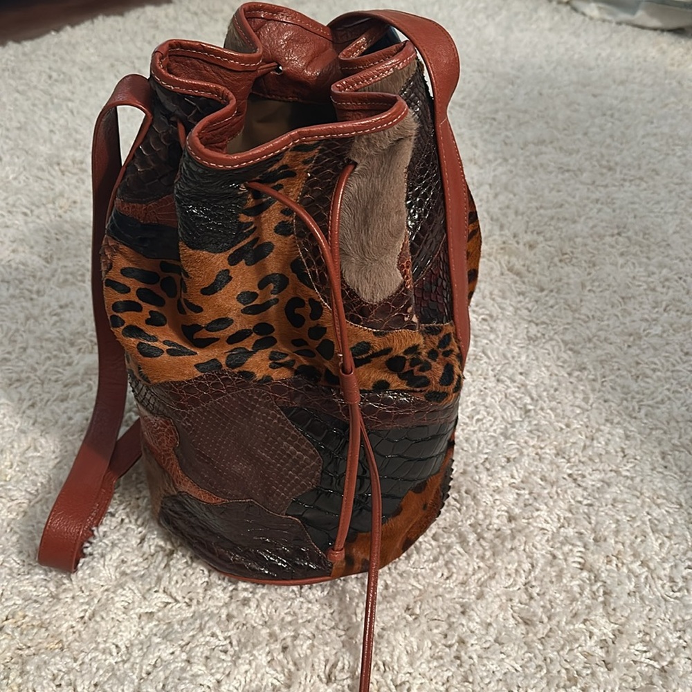 Vintage NWOT Carlos Falchi Patchwork Leather Long Shoulder bag